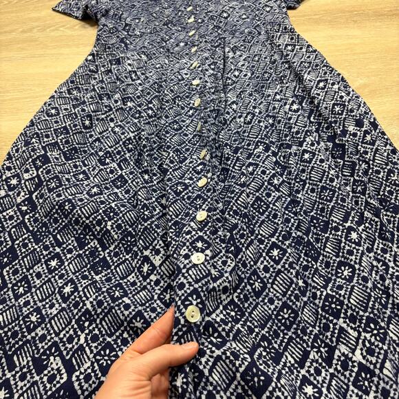 Monsoon Pattern Maxi Cotton Dress Women’s 10‎ Color Navy/White - Picture 2 of 8